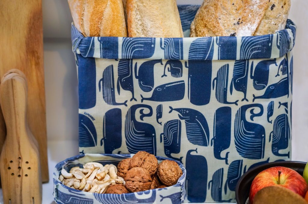 Waxed Food Bags with Bread and Nuts inside